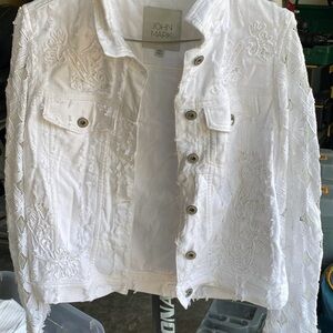 John Mark White Lace Denim Women's Jacket
